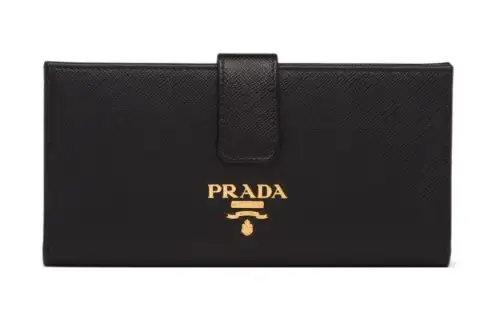 PRADA Saffiano Leather Wallet Large Women's Black