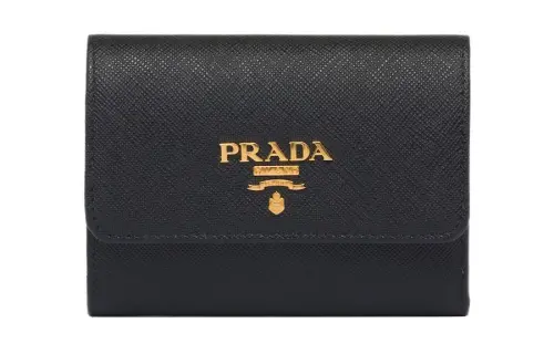 PRADA Saffiano Leather Wallet Small Women's Black