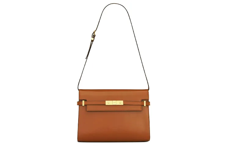 SAINT LAURENT Leather Shoulder Bag, Crossbody Bag Women's Brick/Dark Ebony