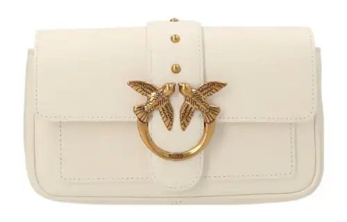 PINKO Pocket Love Leather Crossbody Bag, Shoulder Bag Women's White
