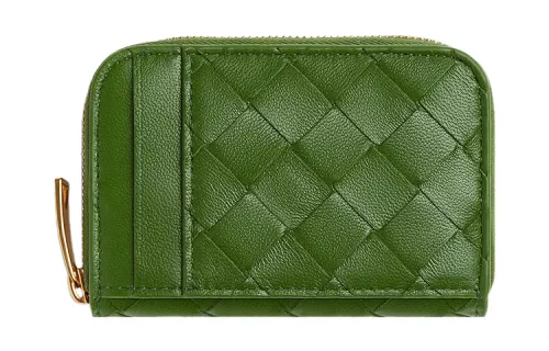 Bottega Veneta Intrecciato Lambskin Wallet Small Women's Avocado Green