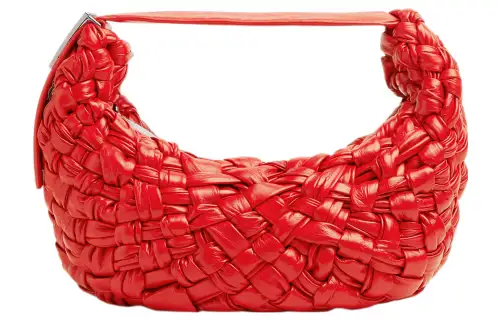 Bottega Veneta Calfskin Handbag, Shoulder Bag Women's Nail Polish Red
