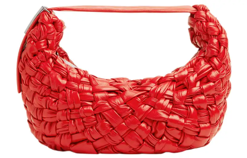 Bottega Veneta Calfskin Handbag, Shoulder Bag Women's Nail Polish Red