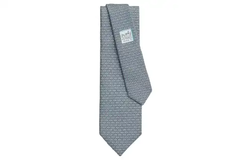 HERMES H En Relief Tie Men's Dark Gray