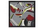 HERMES Scarves Men's Charcoal Gray/Bordeaux Red/Bitters Green