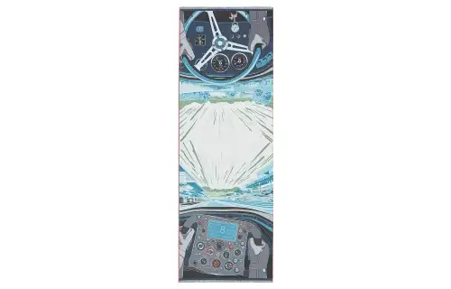 HERMES Scarves Men's Gray/Marine Blue/Red