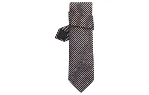 HERMES Twill Silk Tie Men's Marine Blue/Orange