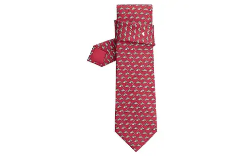 HERMES Colourful Jump Tie Men's Red/Light Gray/Sky Blue