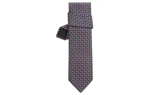 HERMES Double H Tie Men's Marine Blue/Orange/White