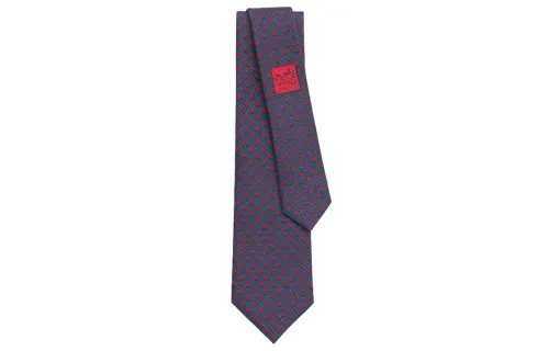 HERMES Shadow Ties Men's Marine Blue/Red