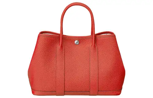 HERMES Garden Party Country Cow Leather Handbag 30 Women's 9T Capucine Orange Red