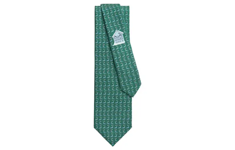 HERMES Rennes Des Neiges Tie Men's Green