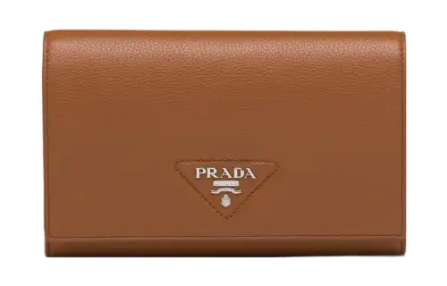PRADA Leather Wallet Large Women's Brown