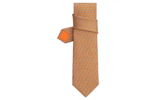 HERMES Ties Men's Orange/Sky Blue