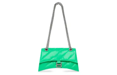 Balenciaga Crush Crushed Calfskin Portable Crossbody Bag, Shoulder Bag Women's Bright Green