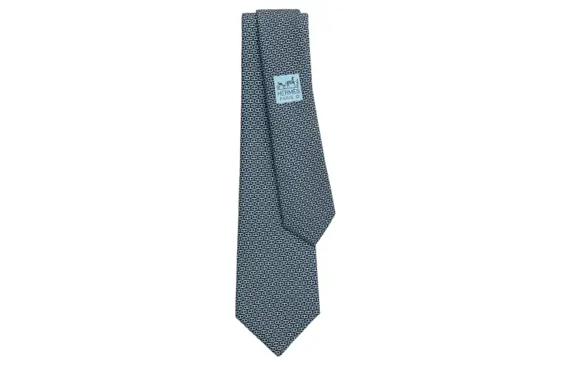 HERMES Glenan Ties Men's Marine Blue