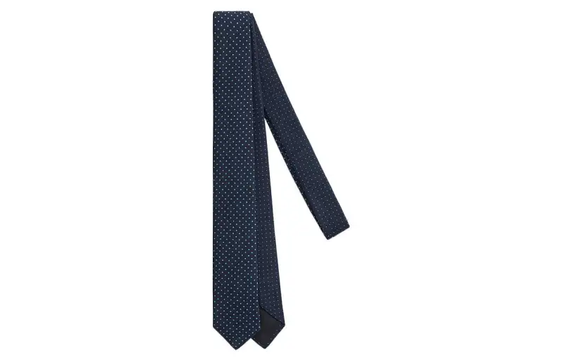 HERMES Tie Men's Marine Blue/Sky Blue
