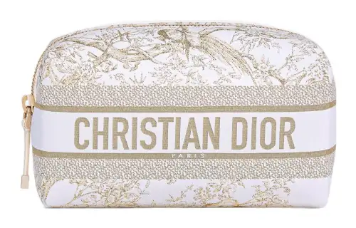 DIOR Leather Makeup Bag Women's White