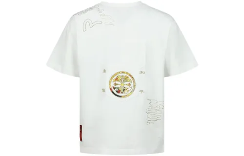 EVISU T Shirts Men's White Crew Neck Moderate Straight Fit