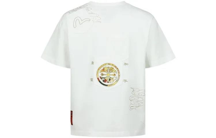 EVISU T Shirts Men's White Crew Neck Moderate Straight Fit