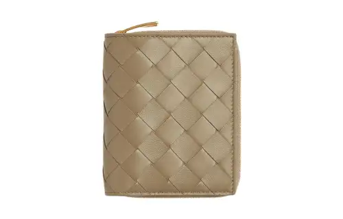 Bottega Veneta Lambskin With Cow Leather Wallet Small Women's Taupe