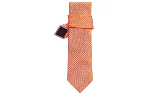HERMES Silk Tie Men's Orange/White