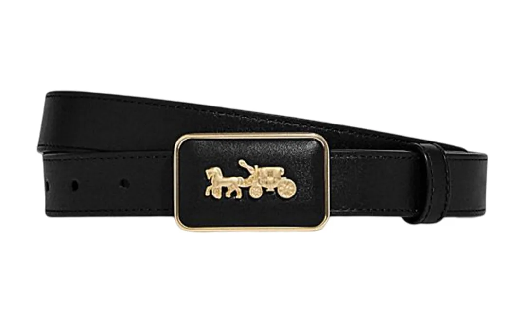 COACH Cow Leather Belts Women's Black Width 2.5cm