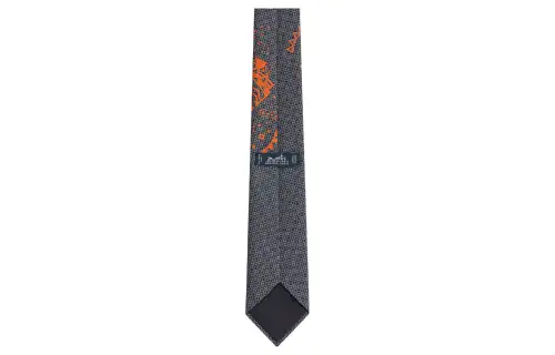 HERMES Tie Men's Orange/Marine Blue/Sky Blue