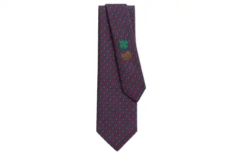 HERMES Tie Men's Marine Blue/Red