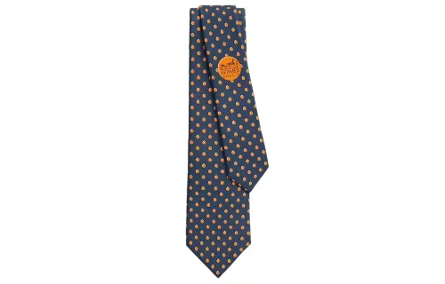 HERMES Ties Men's Dark Blue/Orange