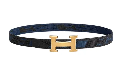 HERMES H Belt Buckle Nylon Belts Men's Width 3.2cm