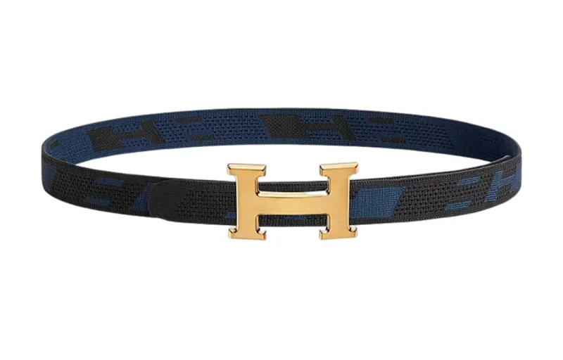 HERMES H Belt Buckle Nylon Belts Men's Width 3.2cm