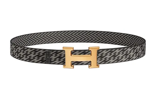 HERMES H Belt Buckle Cow Leather Belts Men's Width 3.2cm