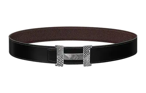 HERMES Constance Cow Leather Belts Men's Width 3.8cm