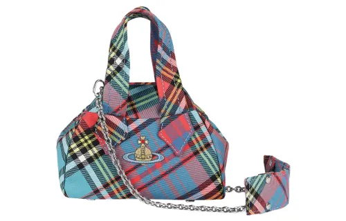 Vivienne Westwood Vivienne Westwood Embroidery Plaid Cloth Handbag Mini Women's Blue/Pink