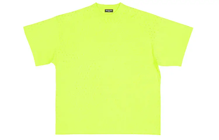 Balenciaga T Shirts Men's Green Crew Neck Moderate Straight Fit