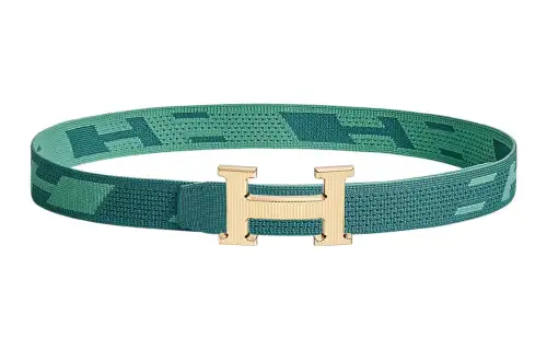 HERMES Minimalist Fashion Versatile H Stripes Smooth Buckle Belts Men's Width 3.2cm