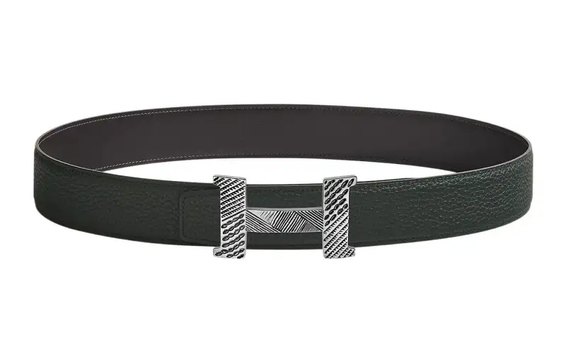 HERMES Touareg Cow Leather Belts Men's Width 3.8cm