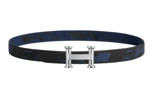 HERMES Belt Men's Black/Blue Width 3.2cm