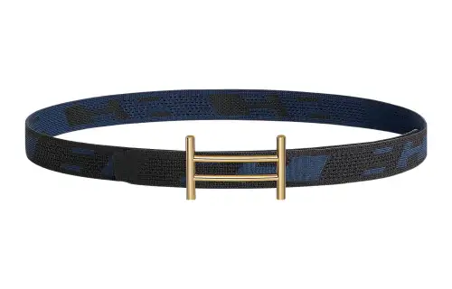 HERMES Rider Belt Men's Black/Indigo Width 3.2cm