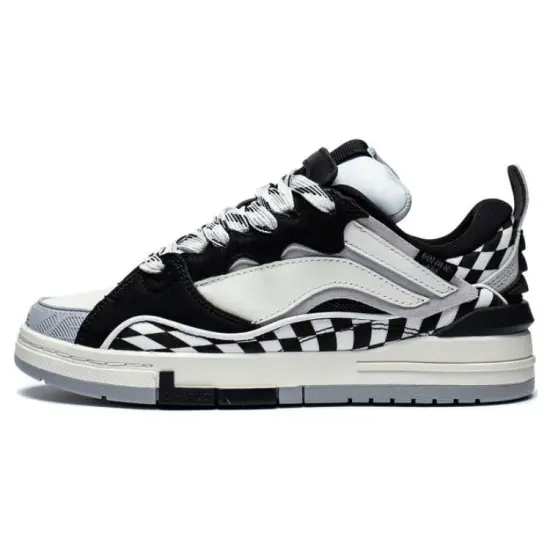 LiNing Wave Skateboard Shoes Women's Low-Top Black White