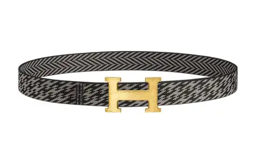 HERMES H Belt Buckle Metallic Cow Leather Belts Men's Width 3.2cm