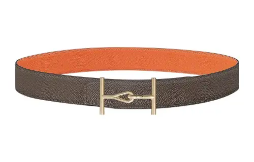 HERMES Cow Leather Belts Men's Brown Width 3.8cm
