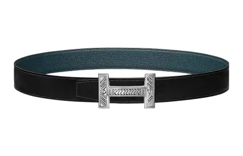 HERMES Touareg Calfskin Leather Belts Men's Width 3.2cm