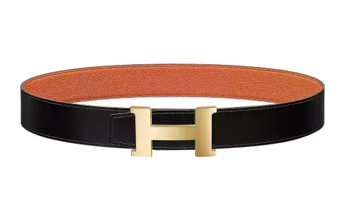 HERMES Constance Calfskin Leather Belts Men's Width 3.8cm