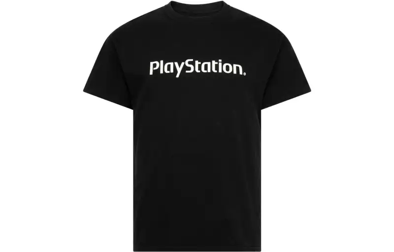 Travis Scott X PlayStation T Shirts Men's Black Crew Neck Moderate Straight Fit