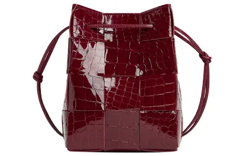 Bottega Veneta CASSETTE Sheepskin Bucket Bag, Shoulder Bag, Crossbody Bag Small Women's Cherry Red
