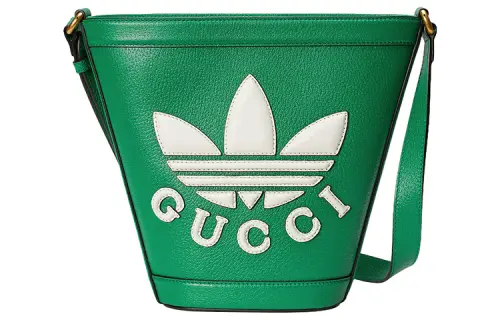 GUCCI X Adidas Originals Collaboration Leather Bucket Bags Crossbody Bag, Shoulder Bag Men's Green