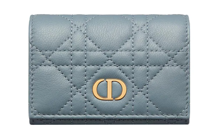 DIOR Calfskin Wallet Extra Small Women's Blue