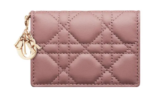 DIOR Lady Dior Lambskin Wallet, Card Holder Women's Pink